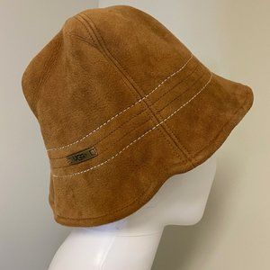 UGG- Leather and sherling Sheepskin hat